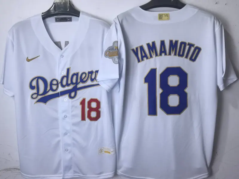 Los Angeles Dodgers Yoshinobu Yamamoto White and Gold Jersey