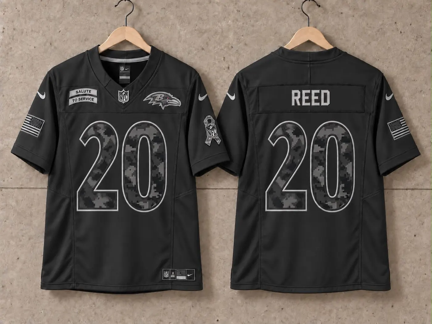 BALTIMORE RAVENS ED REED BLACK SALUTE TO SERVICE JERSEY