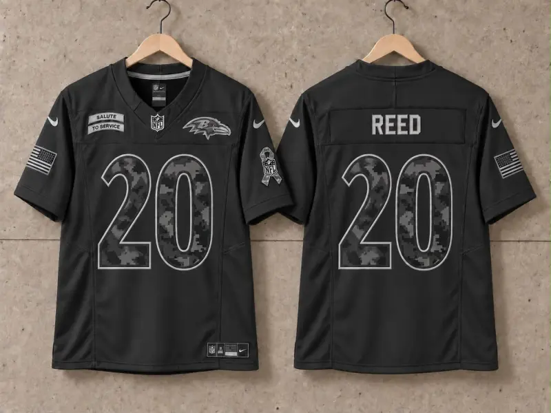 BALTIMORE RAVENS ED REED BLACK SALUTE TO SERVICE JERSEY