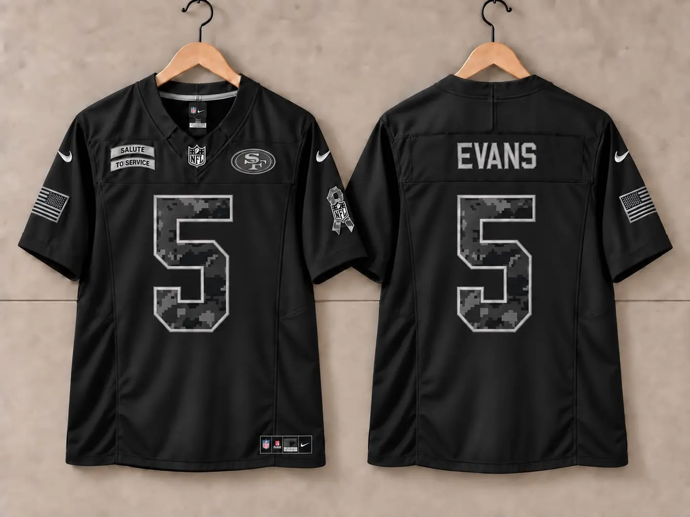 SAN FRANCISCO MIKE EVANS BLACK SALUTE TO SERVICE JERSEY
