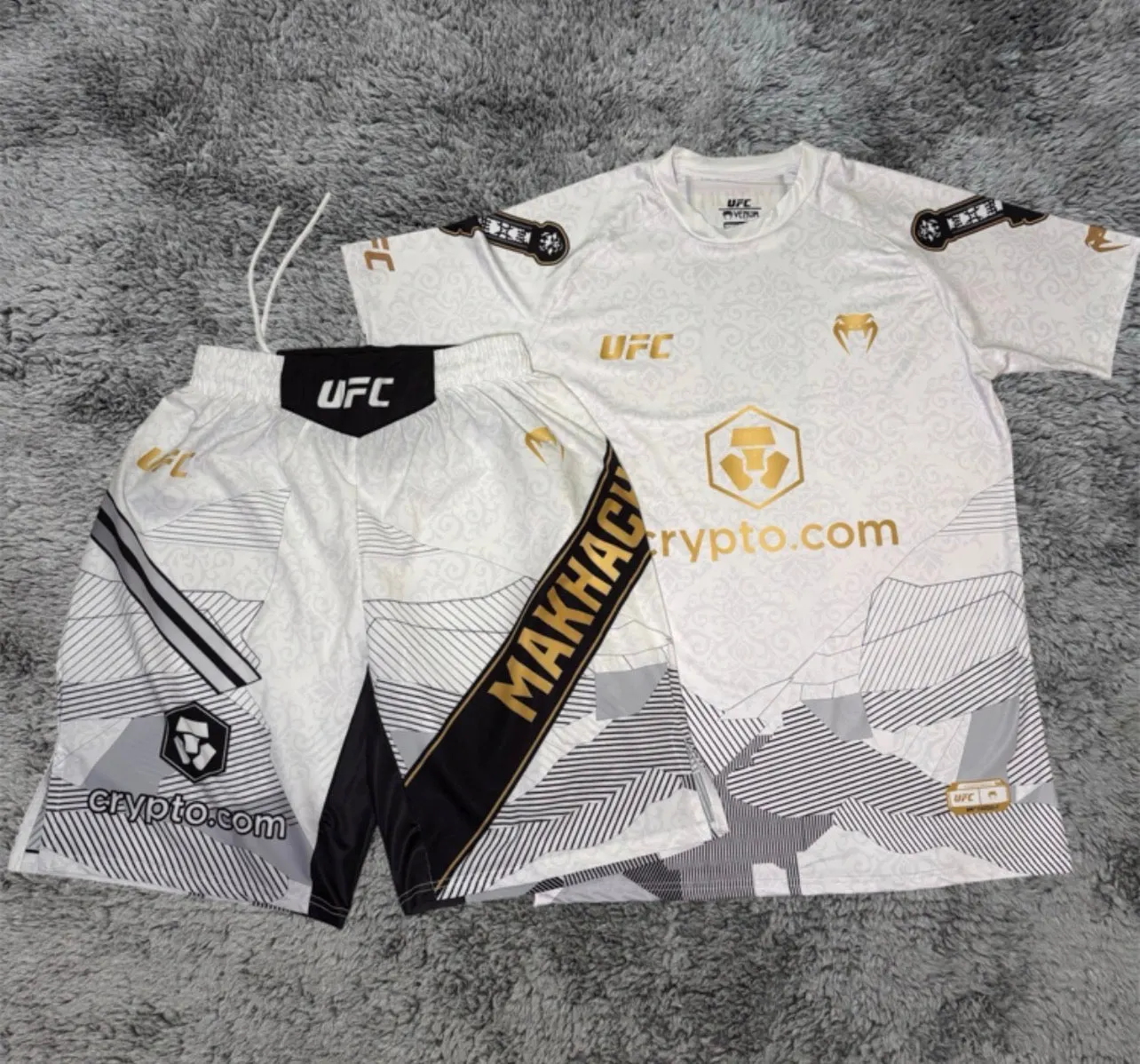 Islam Makhachev White Shorts and Shirt Combo