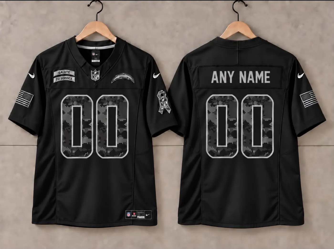LOS ANGELES CHARGERS CUSTOM SALUTE TO SERVICE JERSEY