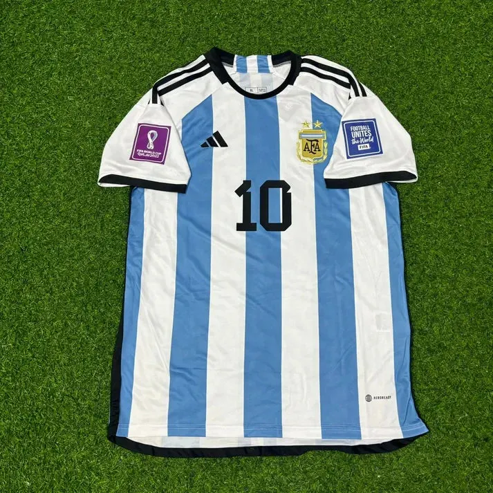 Lionel Messi Argentina 2022 World Cup Final Home Jersey