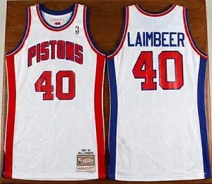 DETROIT PISTONS BILL LAIMBEER WHITE VINTAGE JERSEY