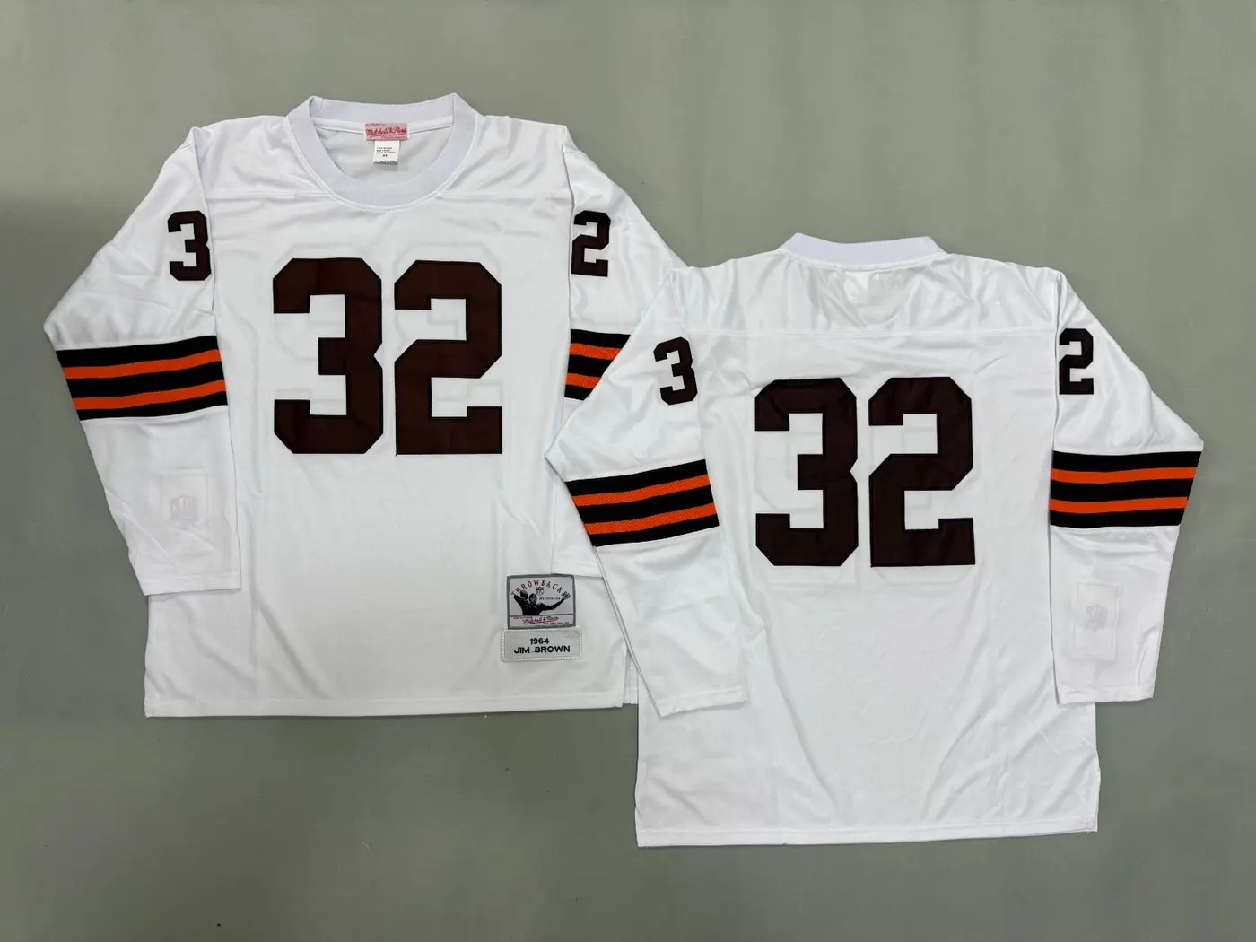 CLEVELAND BROWNS JIM BROWN WHITE VINTAGE JERSEYS