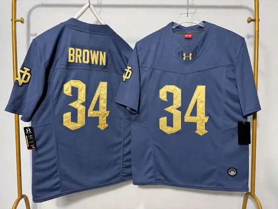 NOTRE DAME FIGHTING IRISH DRAYK BROWN ROYAL BLUE JERSEY