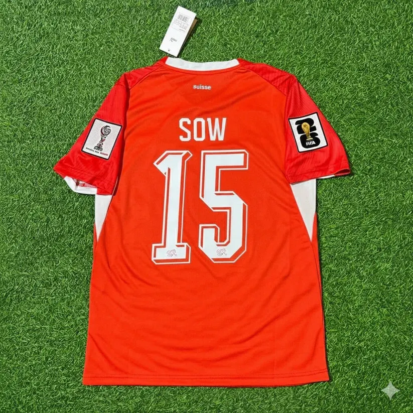 2026 WORLD CUP DJIBRIL SOW TEAM SWITZERLAND RED JERSEY