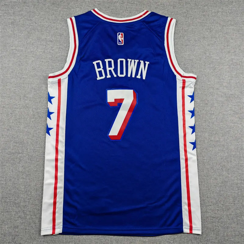 PHILADELPHIA 76ERS JAYLEN BROWN BLUE CRYPTO JERSEY