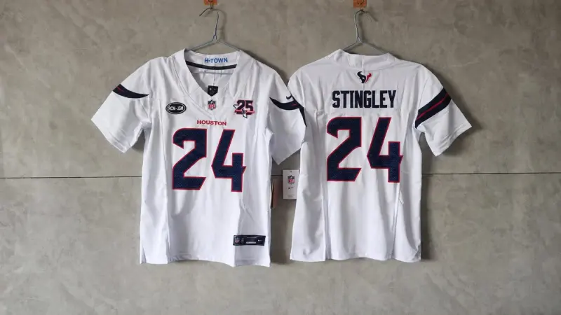 HOUSTON TEXANS DEREK STINGLEY WHITE 25 YEAR ANNIVERSARY JERSEY