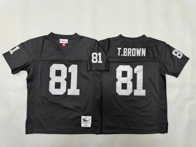 OAKLAND RAIDERS TIM BROWN BLACK THROWBACK JERSEY