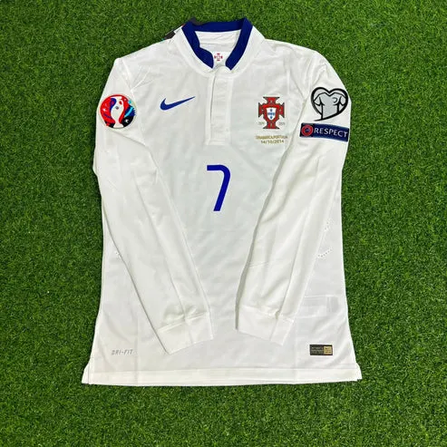Cristiano Ronaldo Portugal EURO 2016 White Long Sleeve Retro Football Jersey