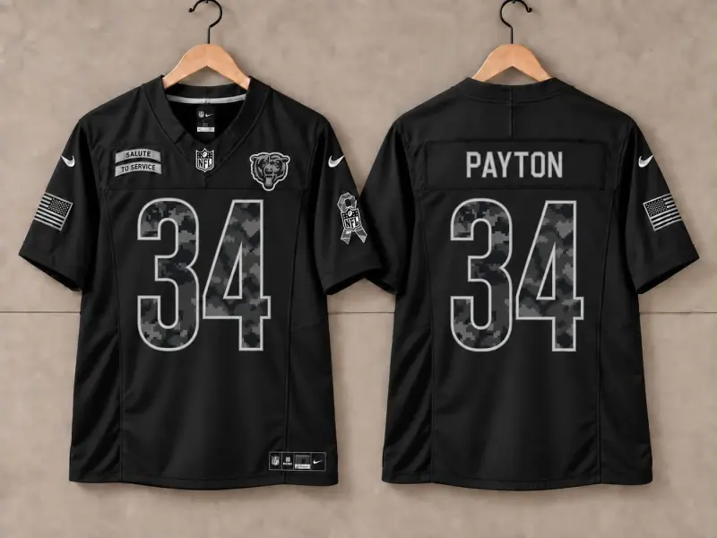 CHICAGO BEARS WALTER PAYTON BLACK SALUTE TO SERVICE JERSEY