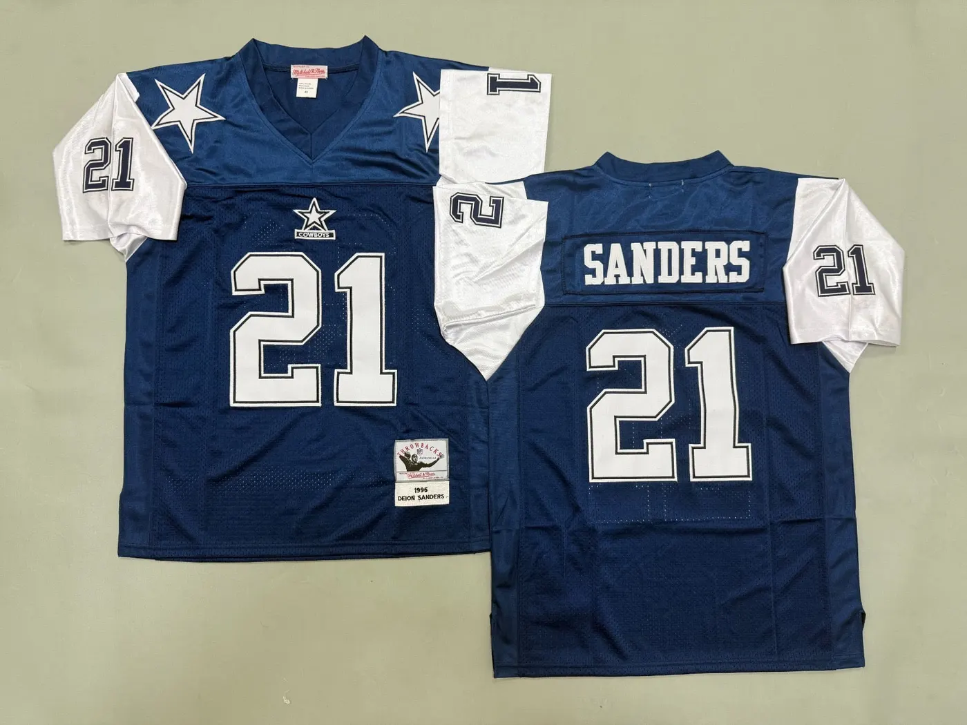 DALLAS COWBOYS DEION SANDERS BLUE VINTAGE JERSEY