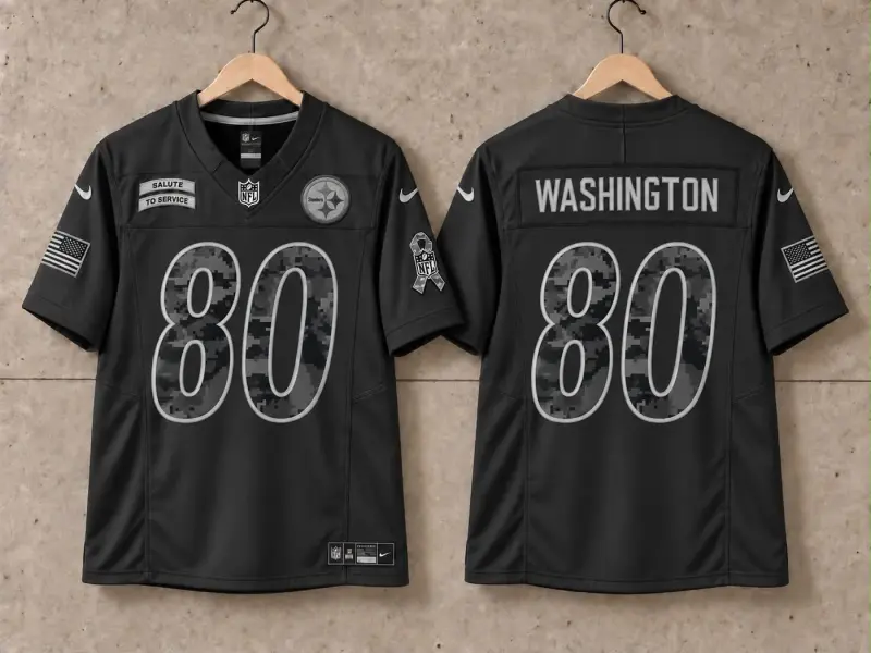 PITTSBURGH STEELERS DARNELL WASHINGTON BLACK SALUTE TO SERVICE JERSEY