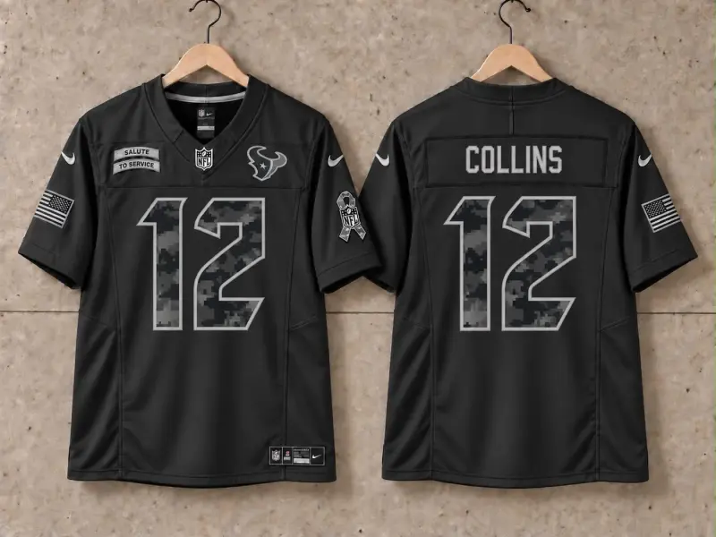 HOUSTON TEXANS NICO COLLINS BLACK SALUTE TO SERVICE JERSEY