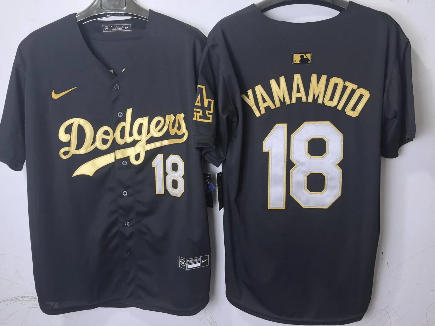 Los Angeles Dodgers Yoshinobu Yamamoto Black and Gold Jersey