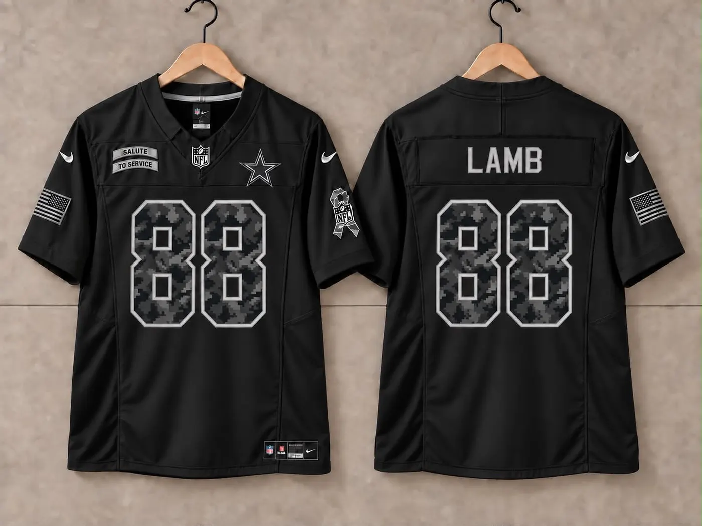 DALLAS COWBOYS CD LAMB BLACK SALUTE TO SERVICE JERSEY