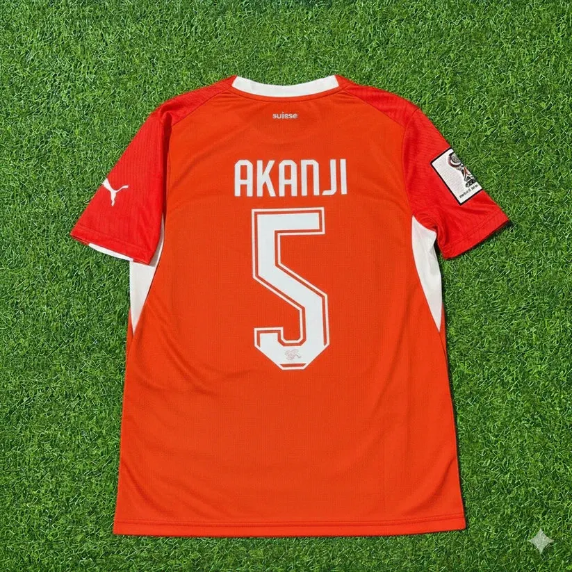 2026 WORLD CUP MANUEL AKANJI TEAM SWITZERLAND RED JERSEY