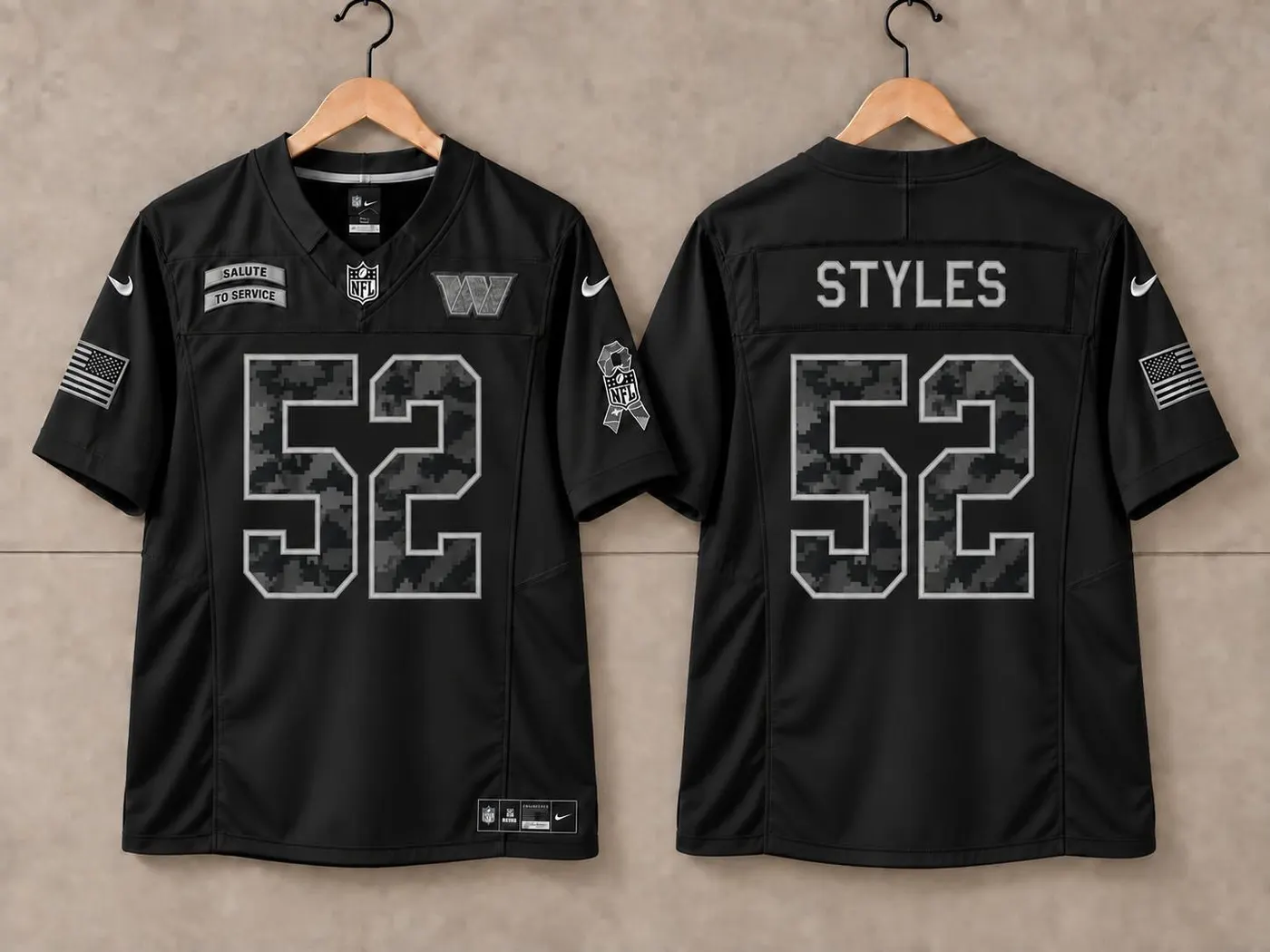 WASHINGTON COMMANDERS SONNY STYLES SALUTE TO SERVICE BLACK JERSEY
