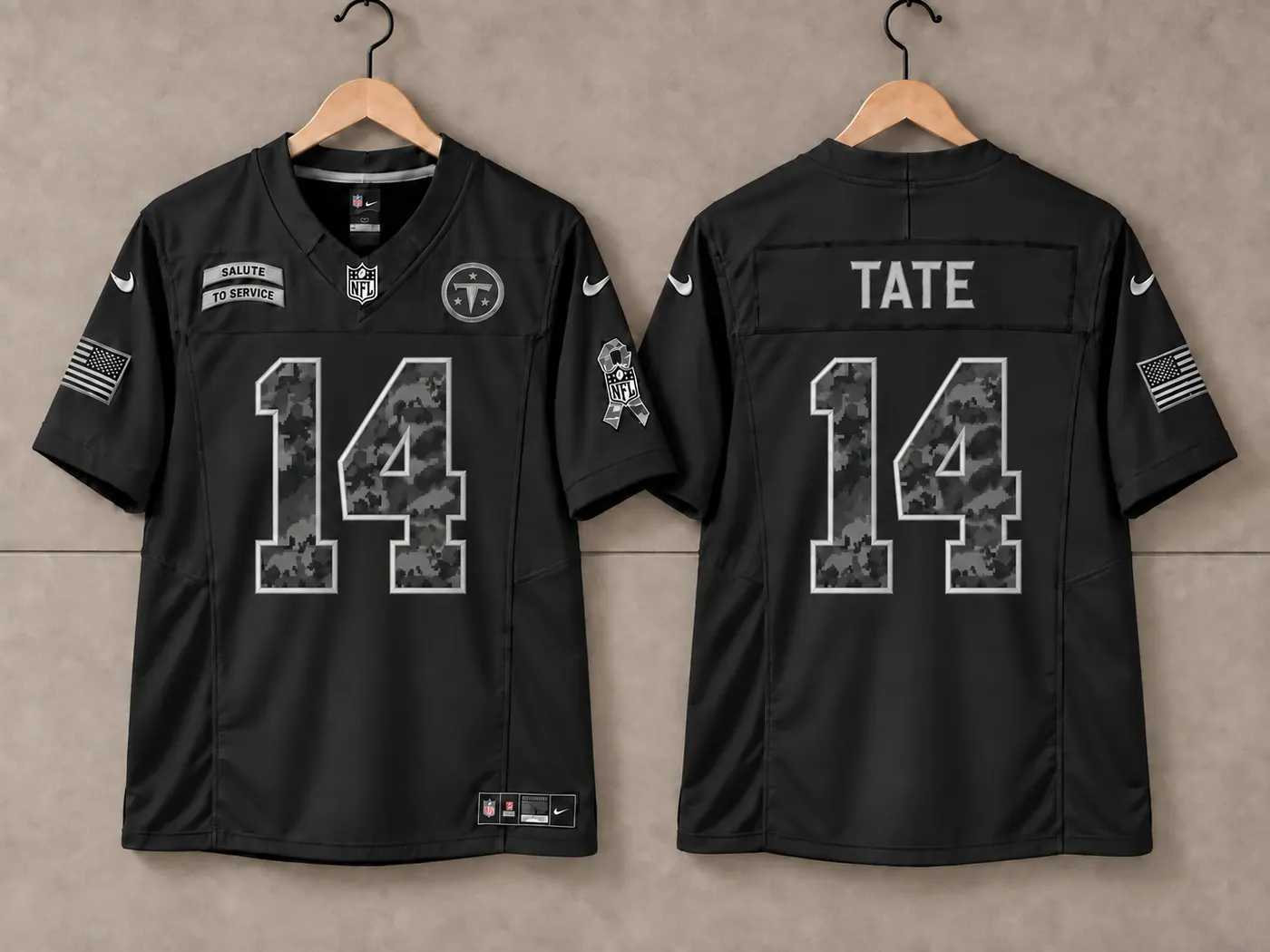 TENNESSEE TITANS CARNELL TATE BLACK SALUTE TO SERVICE JERSEY