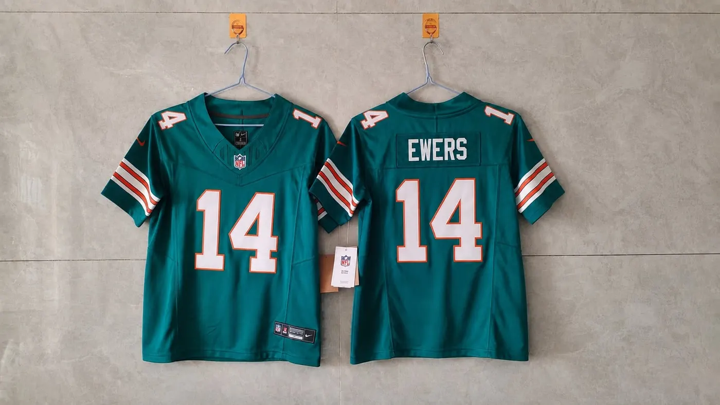 MIAMI DOLPHINS QUINN EWERS BLUE JERSEY