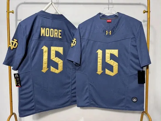 NOTRE DAME FIGHTING IRISH LEONARD MOORE ROYAL BLUE JERSEY