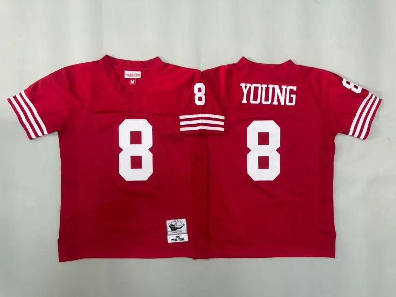 SAN FRANCISCO 49ERS STEVE YOUNG RED VINTAGE JERSEY
