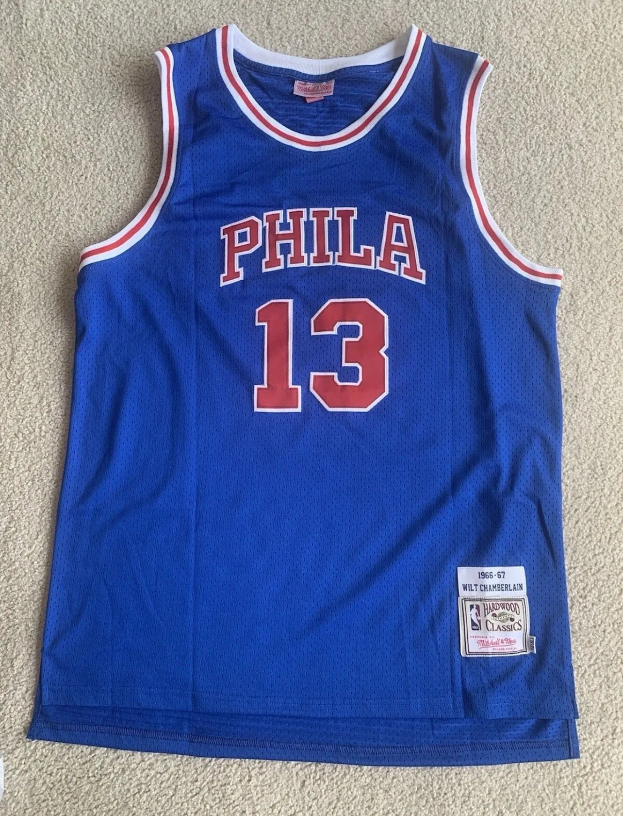 Philadelphia 76ers Wilt Chamberlain Blue Vintage Jersey