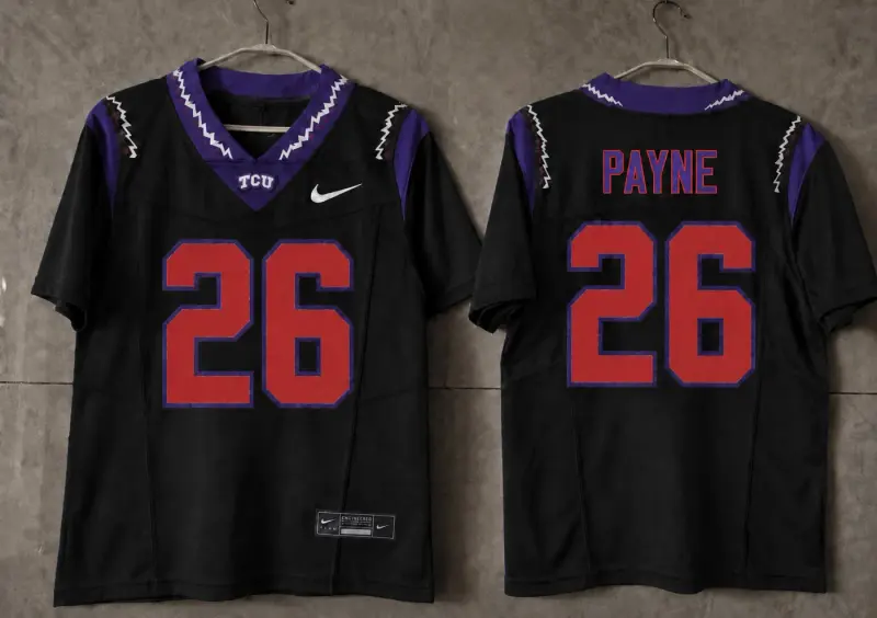 TCU HORN FROGS PAYNE 26 BLACK JERSEY