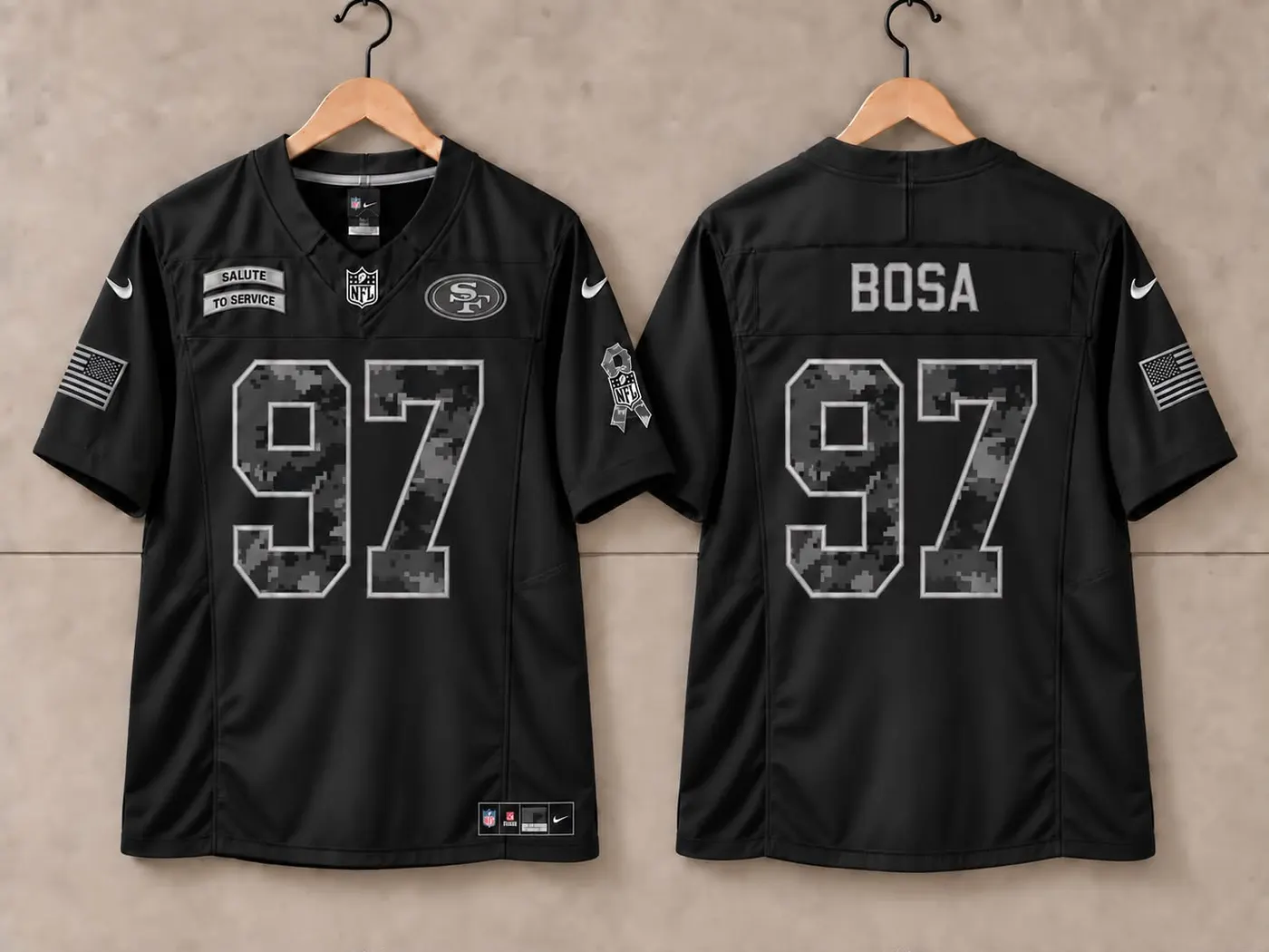 SAN FRANCISCO 49ERS NICK BOSA BLACK SALUTE TO SERVICE JERSEY