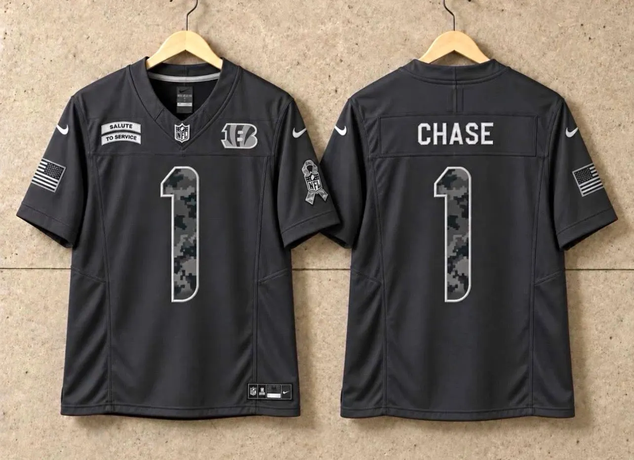 CINCINNATI BENGALS JAMARR CHASE SALUTE TO SERVICE BLACK JERSEY