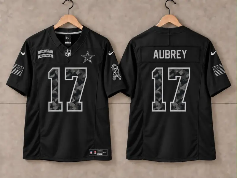 DALLAS COWBOYS BRANDON AUBREY BLACK SALUTE TO SERVICE JERSEY