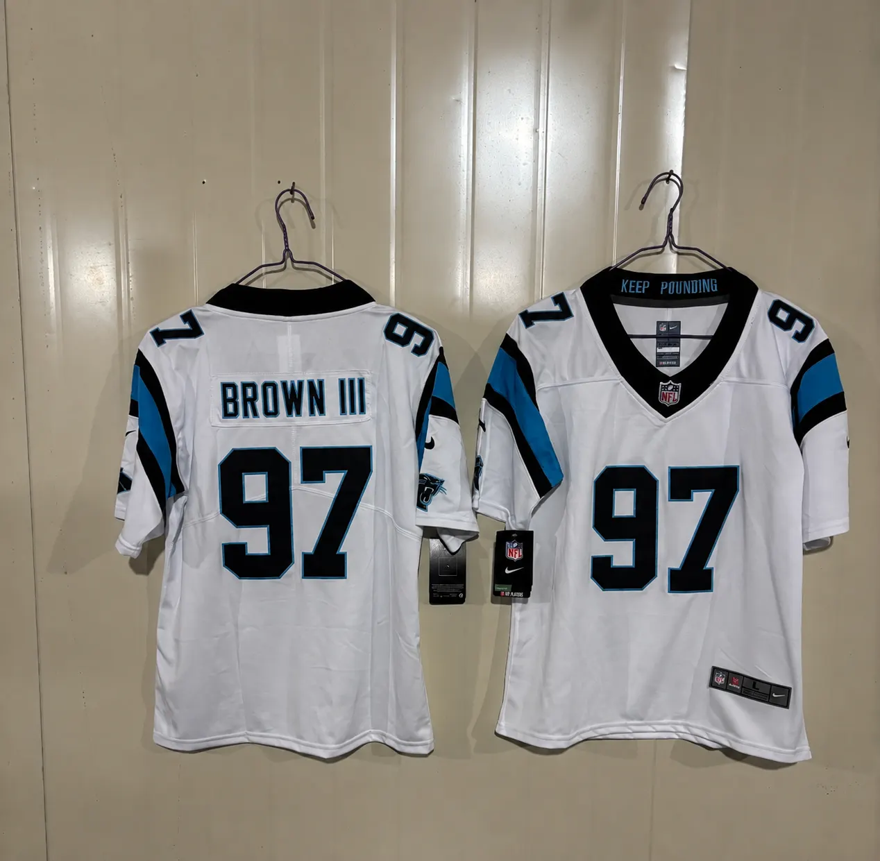CAROLINA PANTHERS BOBBY BROWN III WHITE JERSEY
