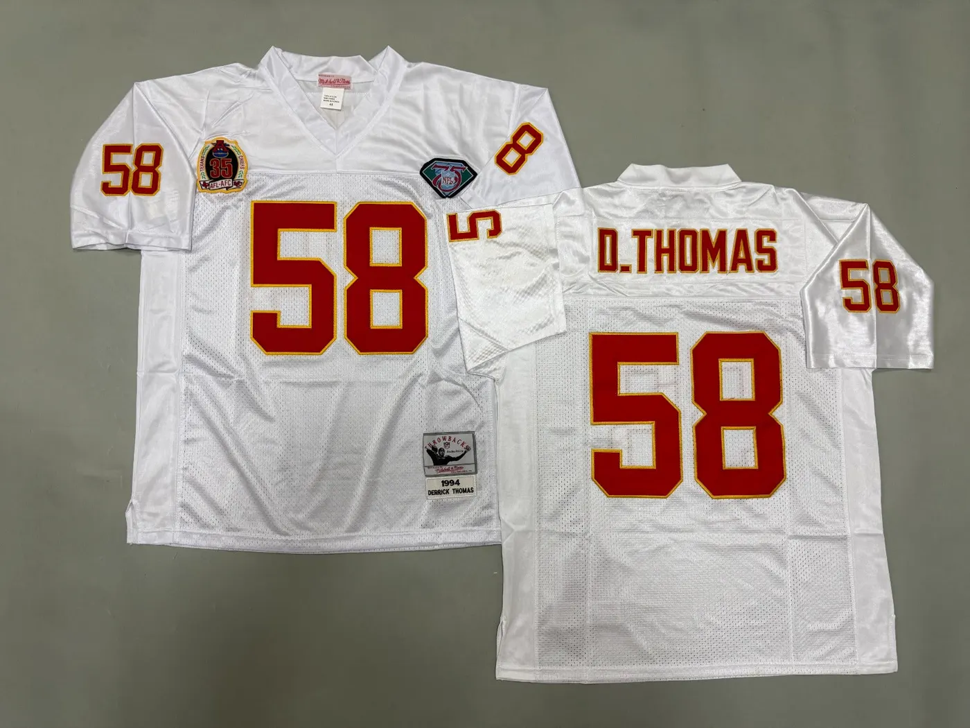 KANSAS CITY CHIEFS DERRICK THOMAS WHITE VINTAGE JERSEY