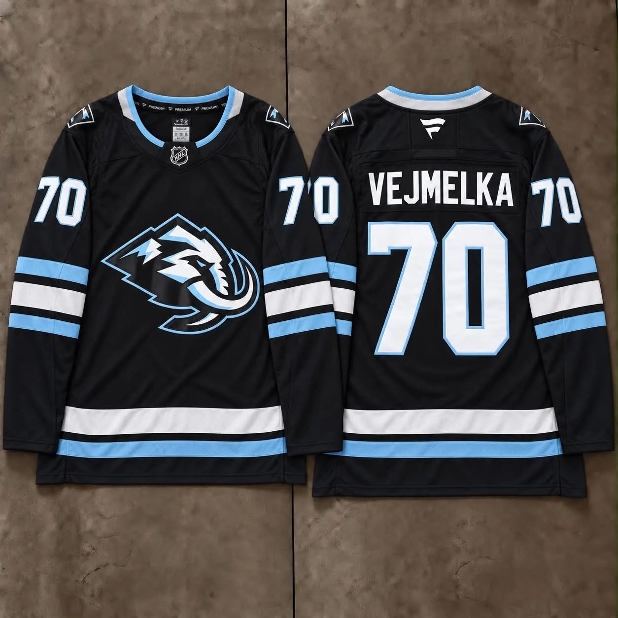 UTAH MAMMOTH KARL VEJMELKA BLACK JERSEY