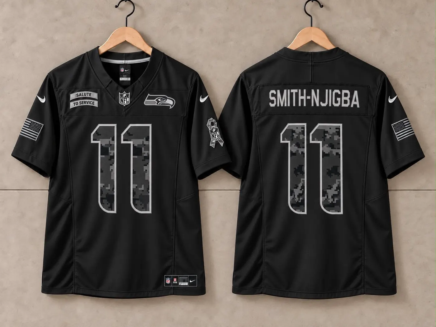 SEATTLE SEAHAWKS JSN BLACK SALUTE TO SERVICE JERSEY