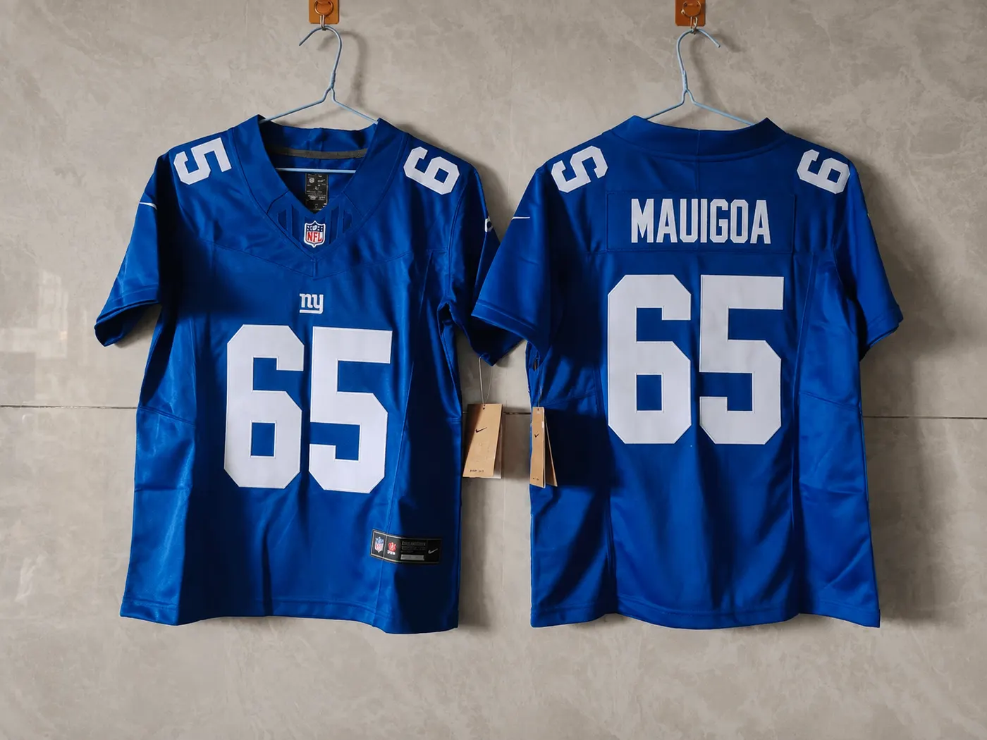 NEW YORK GIANTS FRANCIS MAUIGOA BLUE JERSEY