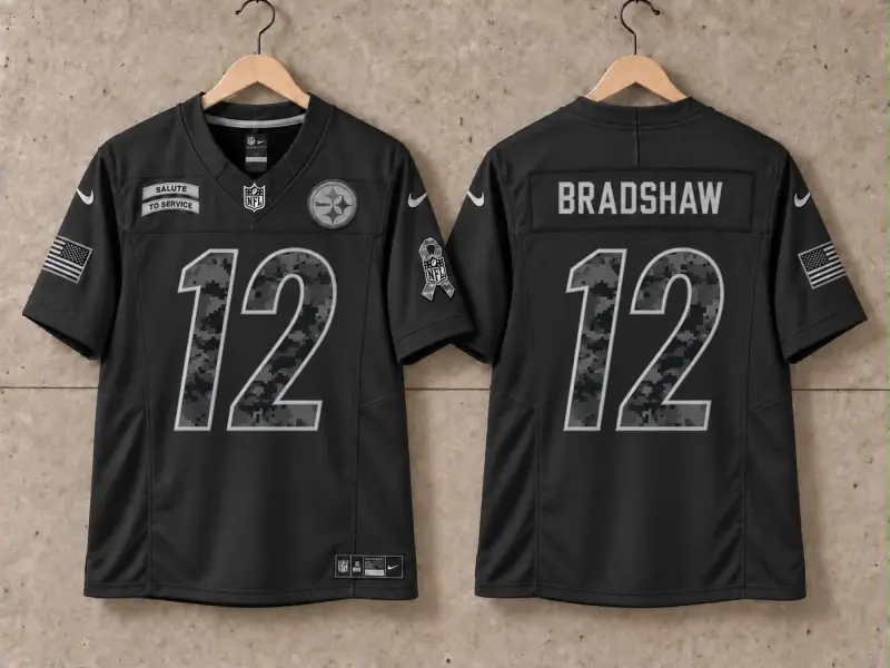 PITTSBURGH STEELERS TERRY BRADSHAW BLACK SALUTE TO SERVICE JERSEY