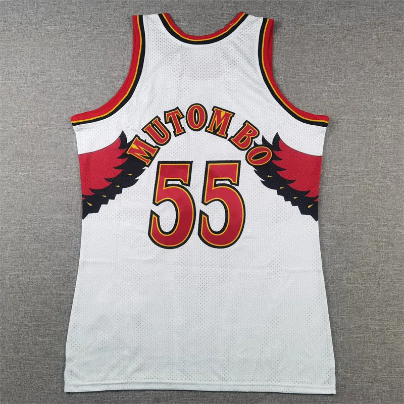 ATLANTA HAWKS DIKEMBE MUTOMBO WHITE VINTAGE JERSEY