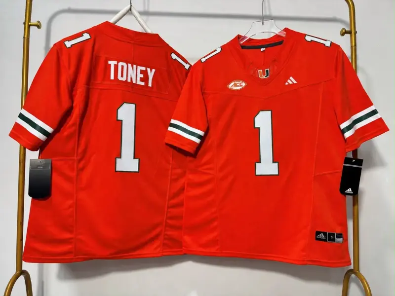 MIAMI HURRICANES MALACHI TONEY ORANGE JERSEY