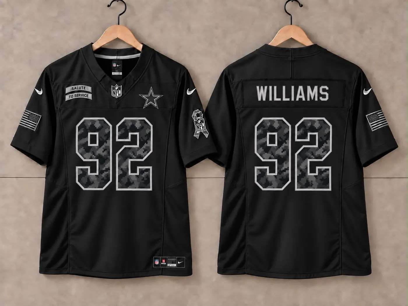 DALLAS COWBOYS QUINNEN WILLIAMS BLACK SALUTE TO SERVICE JERSEY