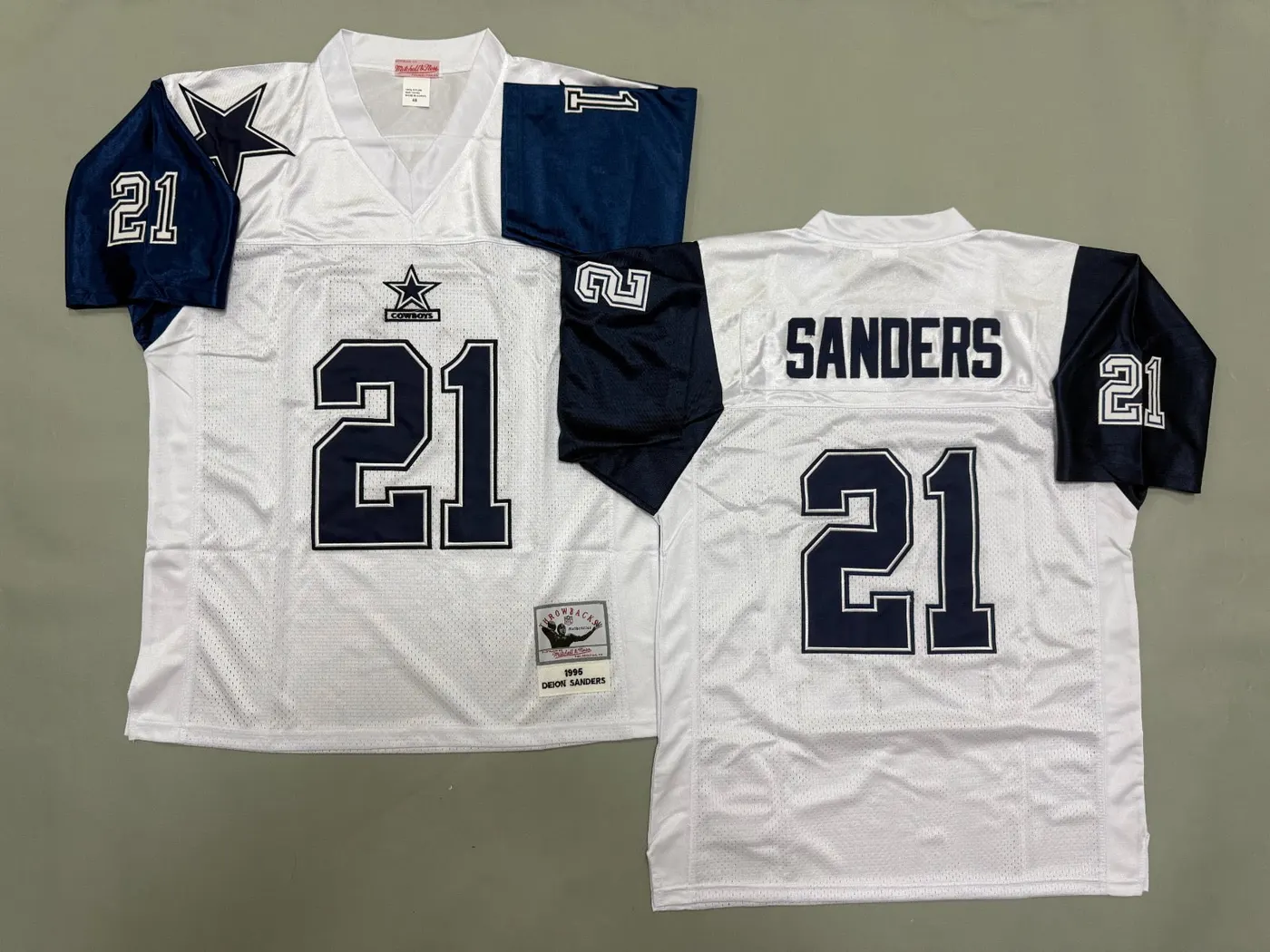 DALLAS COWBOYS DEION SANDERS WHITE VINTAGE JERSEY