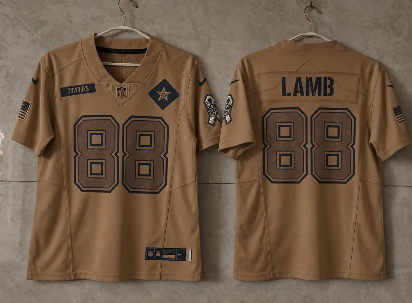 DALLAS COWBOYS CEEDEE LAMB SALUTE TO SERVICE BROWN JERSEY