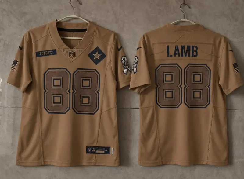 DALLAS COWBOYS CEEDEE LAMB SALUTE TO SERVICE BROWN JERSEY