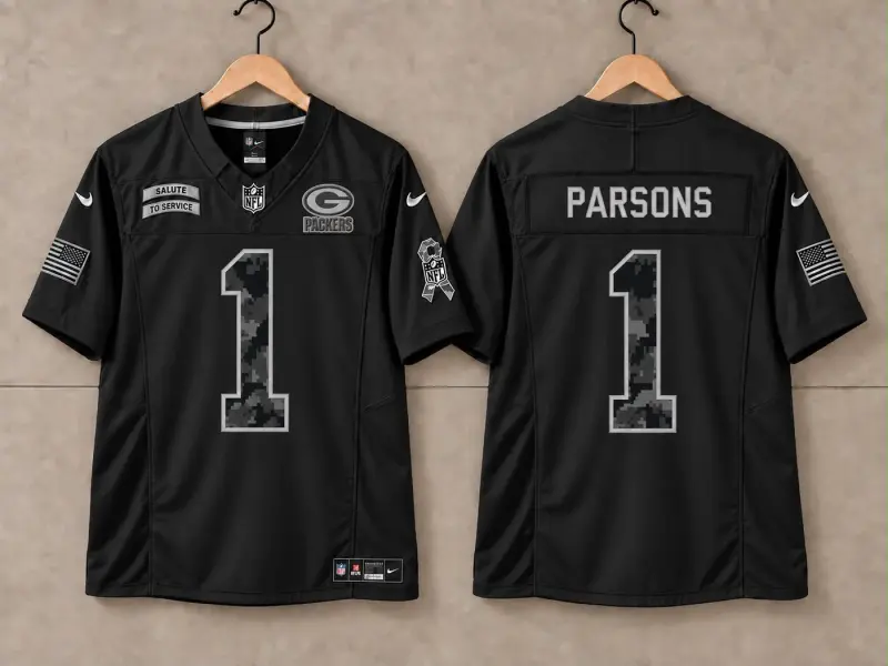 GREEN BAY PACKERS MICAH PARSONS BLACK SALUTE TO SERVICE JERSEY