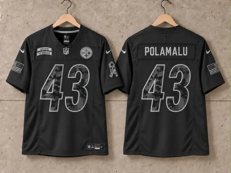 PITTSBURGH STEELERS TROY POLAMALU BLACK SALUTE TO SERVICE JERSEY