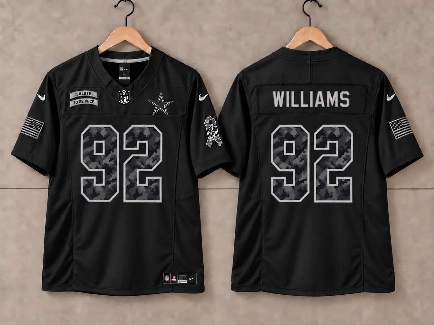 DALLAS COWBOYS QUINNEN WILLIAMS BLACK SALUTE TO SERVICE JERSEY