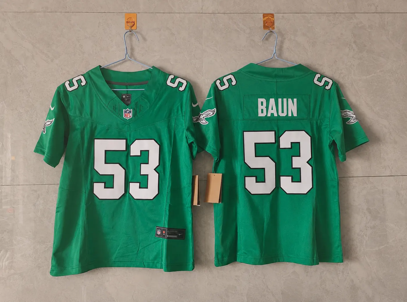 PHILADELPHIA EAGLES ZACH BAUN KELLY GREEN JERSEY
