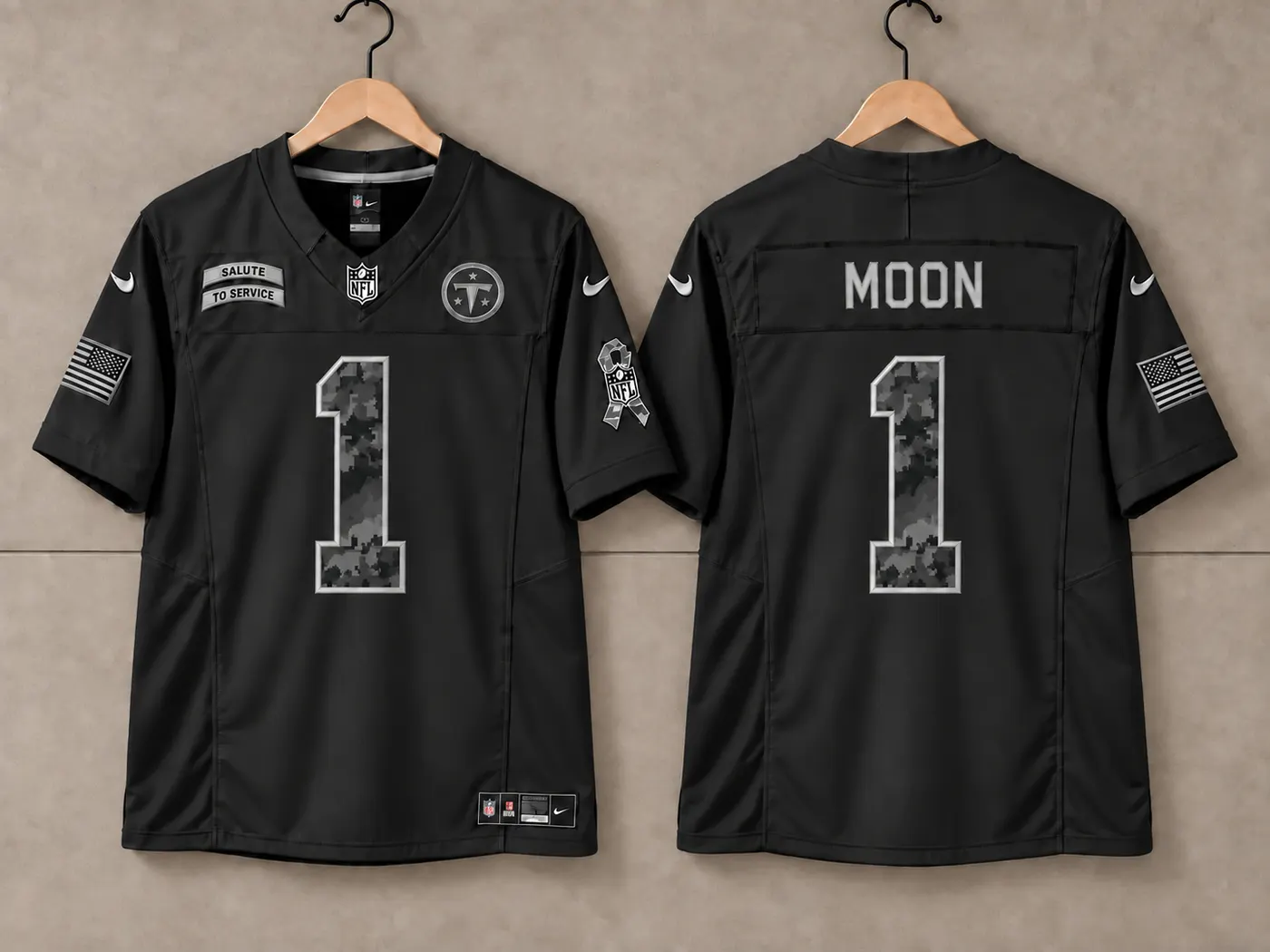 TENNESSEE TITANS WARREN MOON BLACK SALUTE TO SERVICE JERSEY