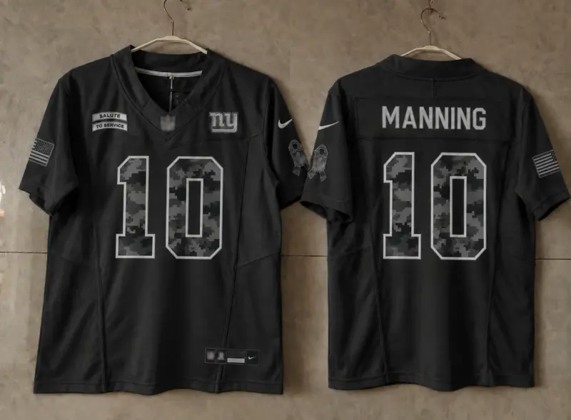 NEW YORK GIANTS ELI MANNING BLACK SALUTE TO SERVICE JERSEY